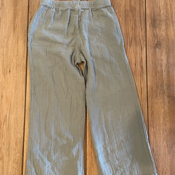 Gap Girls 100% Cotton Drawstring Pants Light Green Size 8 Linen Feel - Picture 3 of 4